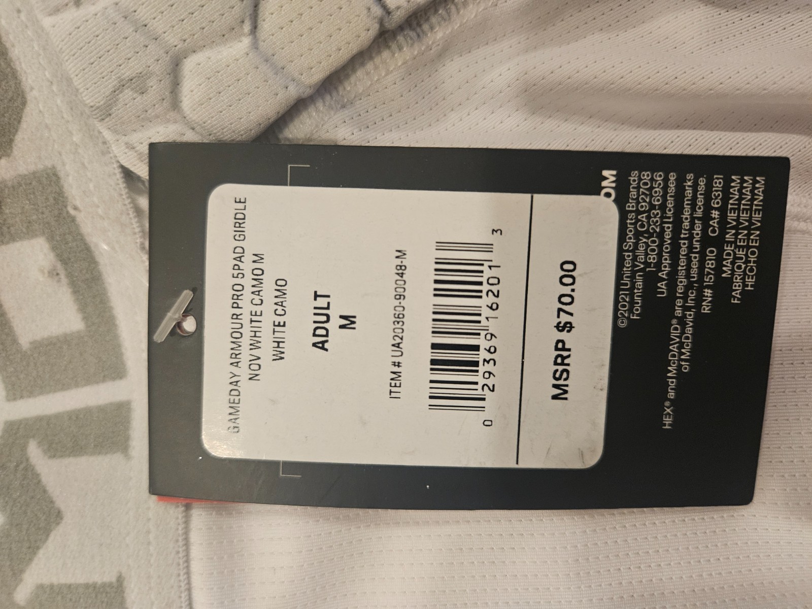 Under Armour White Hex Padded Armored Compression Shorts Men's M New thumbnail 2