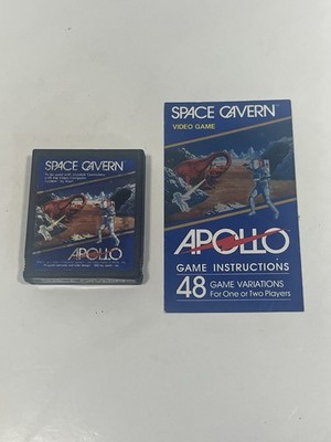 Space Cavern (Atari 2600 1982) Game Cartridge & Manual Blue Label Apollo Version