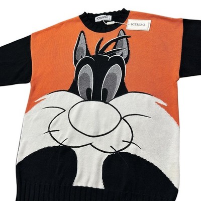 VTG 90s ICEBERG SYLVESTER CAT LOONEY TUNES 1993 KNIT SWEATER MADE