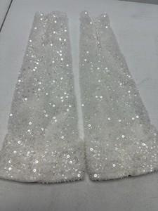 White Sequin Opera Gloves Over The Elbow Bridal w/Sequin Buttons Wedding Costume