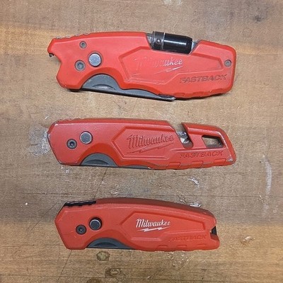Lot of 3 Milwaukee Fastback Utility Knives Models 1500 1501 1505