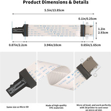 Micro SD to Micro SD Card Extension Cable Adapter Flexible Extender Compatibl...