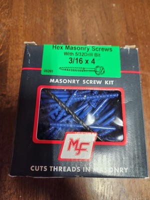 Midwest Fastener 09265 Slotted Hex Masonry Screws 3/16'' x 4'' 100 Piece Blue