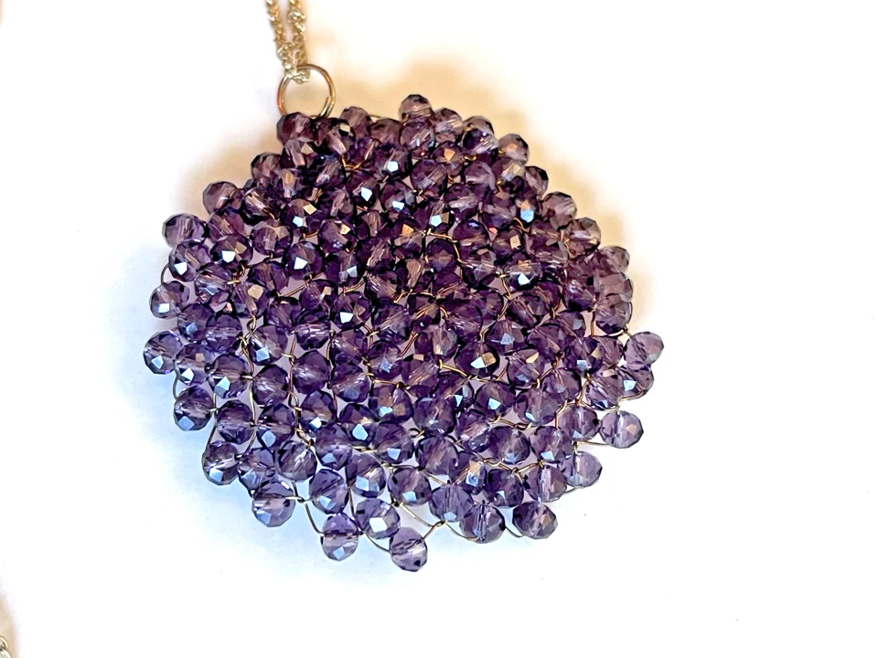 Collar colgante Riccova púrpura amatista circonita cúbica y cadena cable chapada en latón rodio Foto 4 de 4