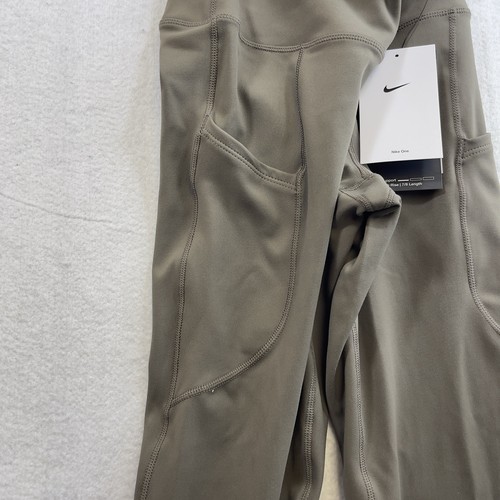 Nike One Leggings Mink Brown FN3241-004 Women XS Dri-FIT High-Waisted 7/8 Pocket - Picture 3 of 12