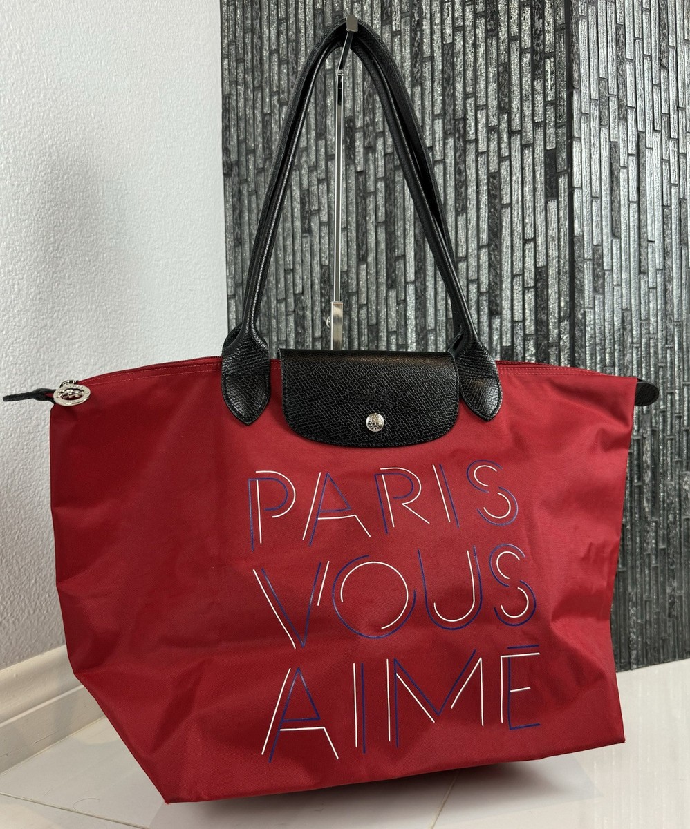 Authentic Longchamp Red Le Pliage Limited Paris Vous Aime Loves