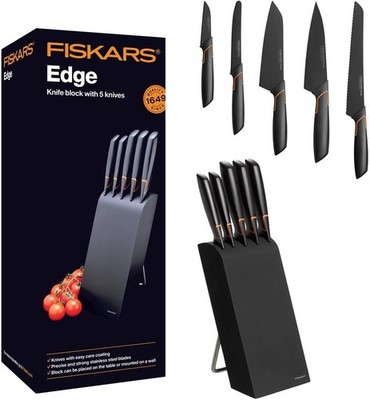 Fiskars Design-Messerblock + 5 Messern, 37x15,5cm Material: Birkenholz/Edelstahl