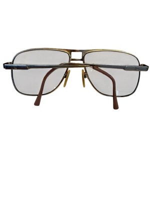 Vintage 80s Gold Tone Aviator Eyeglasses Double Bridge Metal Frame  R  Dahmer