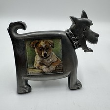 Pewter Comical Dog Picture Frame 7x6 Inches, Holds 3x3 In Photo Taiwan