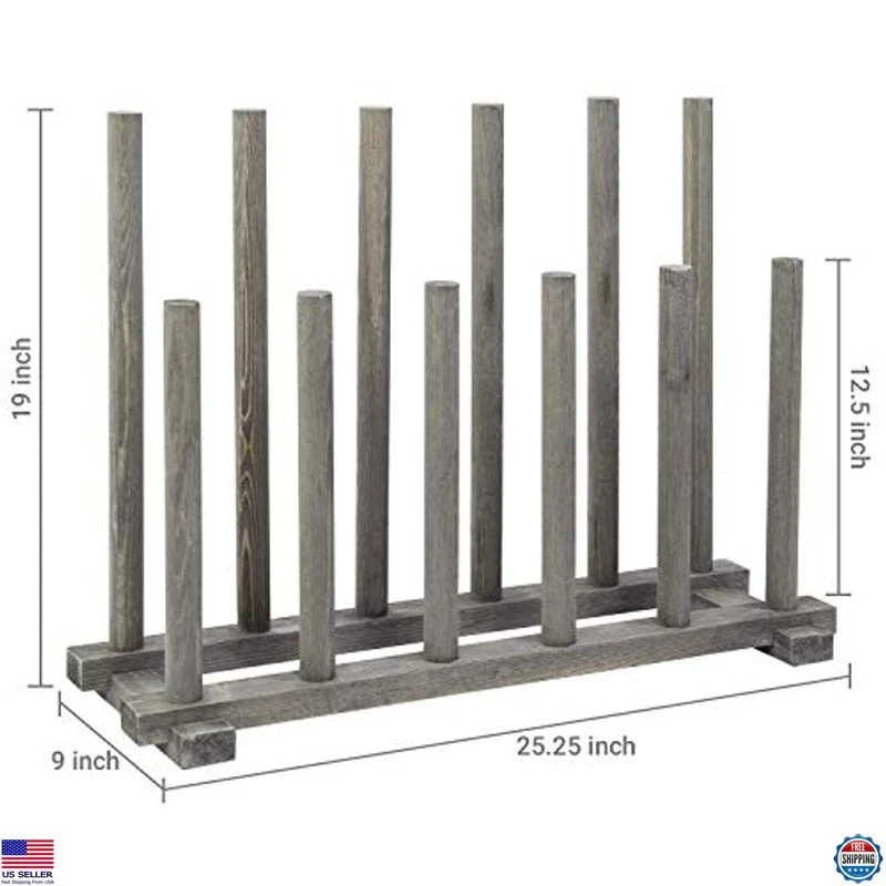 Soporte para botas de pie de madera gris vintage, organizador de almacenamiento de zapatos Foto 4 de 4