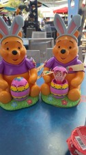 Disney Winnie the Pooh Piglet Easter Bunny Figurines with Decorated Eggs