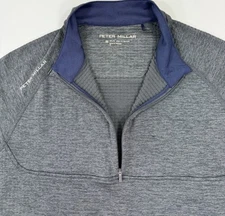 Peter Millar Mens Maven 1/4 Zip Pullover Size Medium Iron Gray Performance