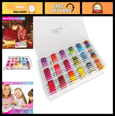 108-Color Embroidery Floss Kit - 99 Cotton & 9 Metallic Threads for Crafts, Cros