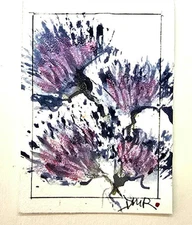 ACEO Original Watercolor by Artist. 2.5 by 3.5  Watercolor "VELVET WHISPER"