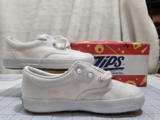 New Vintage 1980's Zips Speedy By Stride Rite White Laced Sneakers 9 M Canvas