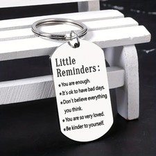 Dog Tag Keychains Stainless Steel Plate Keyring Inspirational Creative Gift