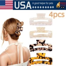 US Women 4Pcs Large Tortoise Hair Claw Clips Strong Hold for All Hair Types
