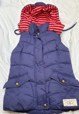 JOULES Gilet Charmwood Blue Women Hood Red Stripe Vest 4 Preppy Nautical Flaw