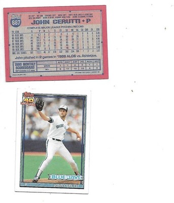 John Cerutti 1991 Topps  Baseball Card #687 BOGO FREE Toronto Blue Jays