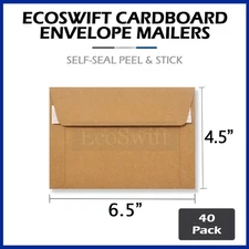 40 - 6.5 x 4.5 ECOSWIFT PHOTO SHIPPING FLATS CARDBOARD ENVELOPE MAILERS BROWN