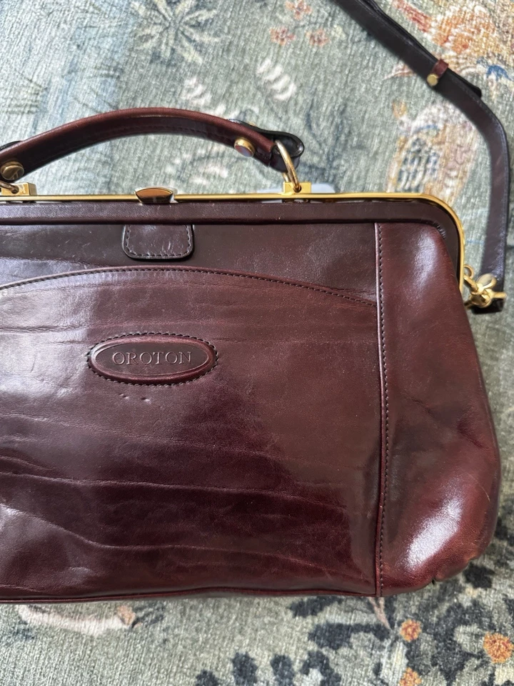 Oroton через плечо/наплечная сумка каштановый коричневый натуральной кожи - винтажный - Изображение 2 из 4