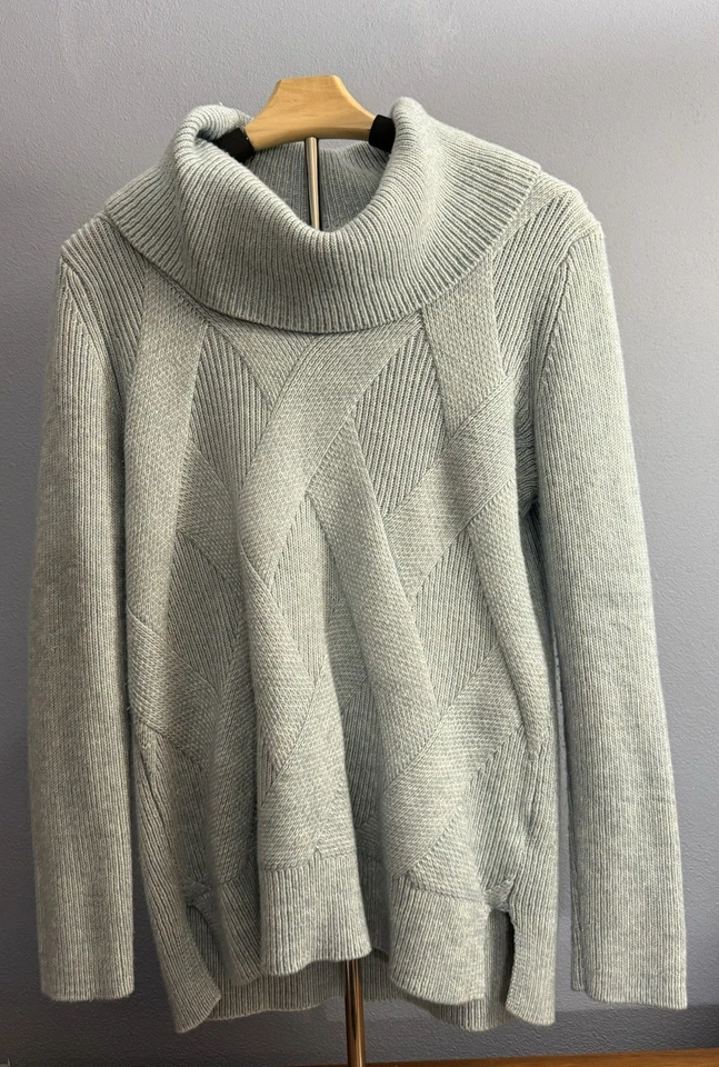 Calvin Klein Women's Sweater Medium M Light Blue Cowl Neck Long Sleeve - Image 3 of 4