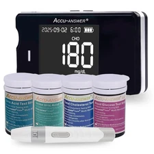 Uric Acid Meter Test Kit Urine Uric Acid Gout BG Total Cholesterol Meter, 4 in 1