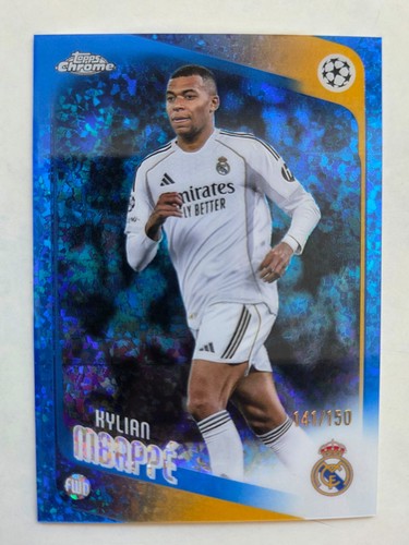 2025-26 Topps Chrome  Kylian Mbappe #112 Blue Mini Diamond Refractor #/150