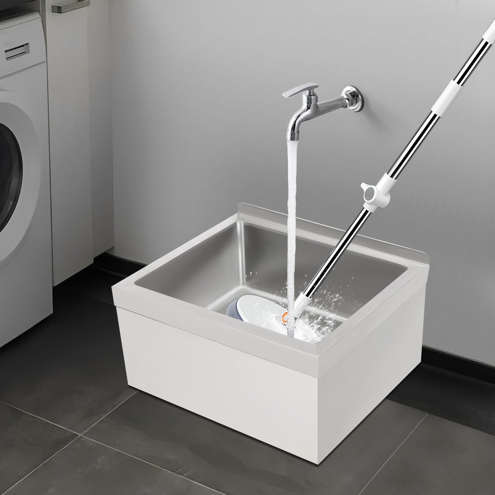 Commercial Wall-mounted Mop Sink Stainless Steel Floor Mop Sink Rectangular
