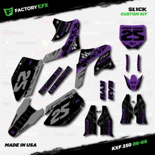 Gray & Purple Slick Racing Graphics Kit fits 06-08 Kawasaki Kxf250 Kxf 250 Decal