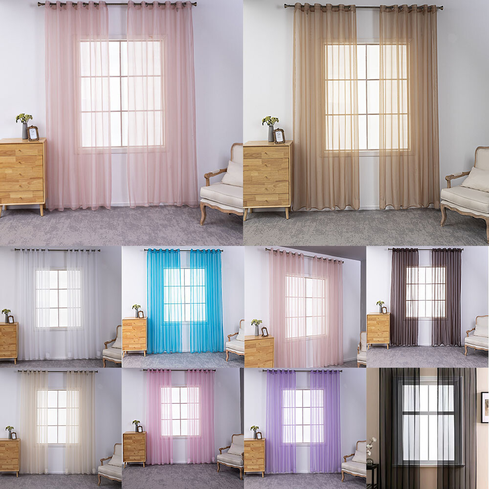 Cortinas de tul decoración de sala de estar cortinas de ventana de gasa transparente 10 colores т