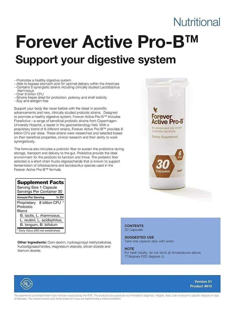 Forever Active Pro-B 30 Caps for healthy digestion and supports