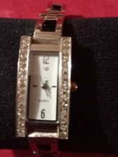 Ladies Rectangular Shaped Stone Encrusted Quartz Bracelet Watch - Working