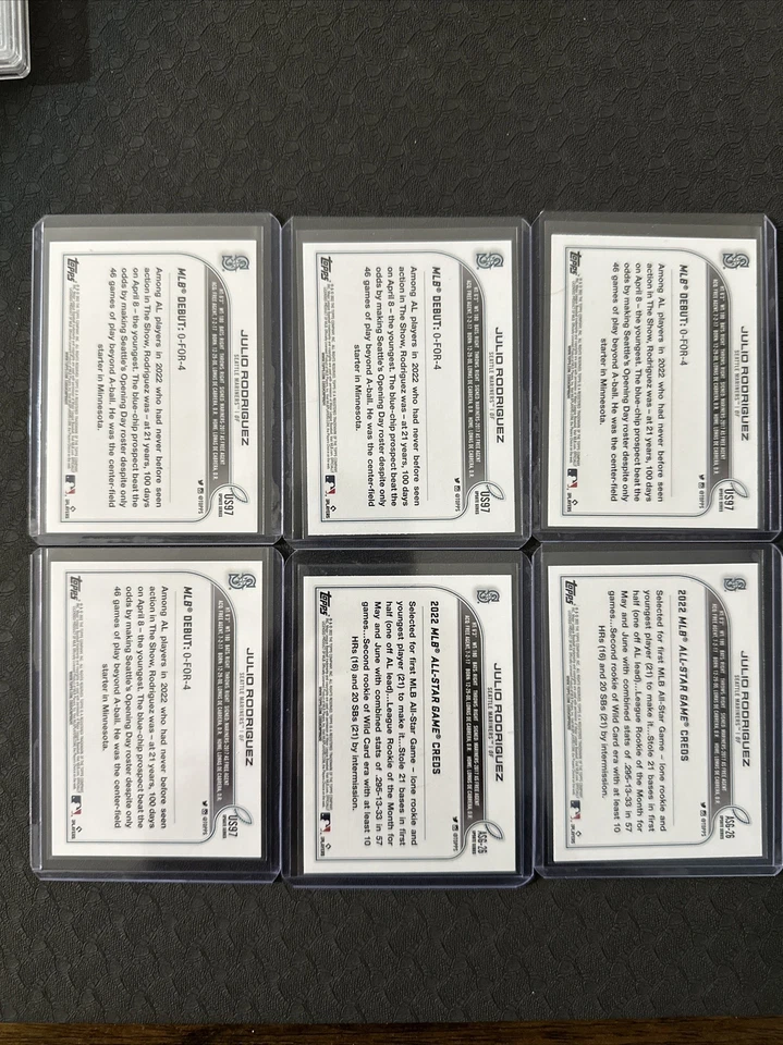 2022 Topps Update Series Julio Rodriguez Rookie Debut US97 X4, ASG- 26 X2 Lot - Image 2 of 2