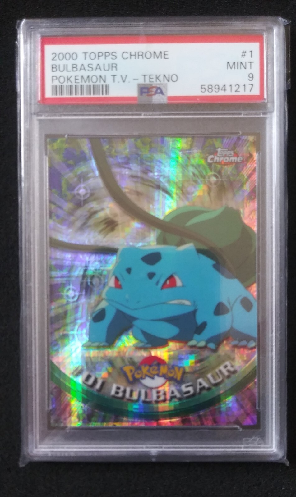2000 TOPPS CHROME POKEMON #1 BULBASAUR TEKNO PSA 9   (Pop 1 of 20)