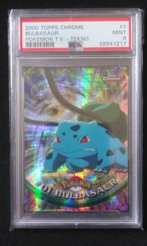 2000 TOPPS CHROME POKEMON #1 BULBASAUR TEKNO PSA 9   (Pop 1 of 20)
