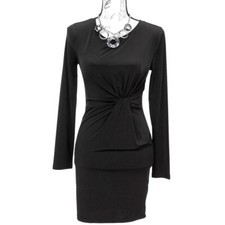 1383-Long Sleeve Bodycon Black Dress