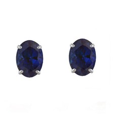 2 Carat 14K Solid White Gold Stud Earrings Natural Sapphire Gemstone