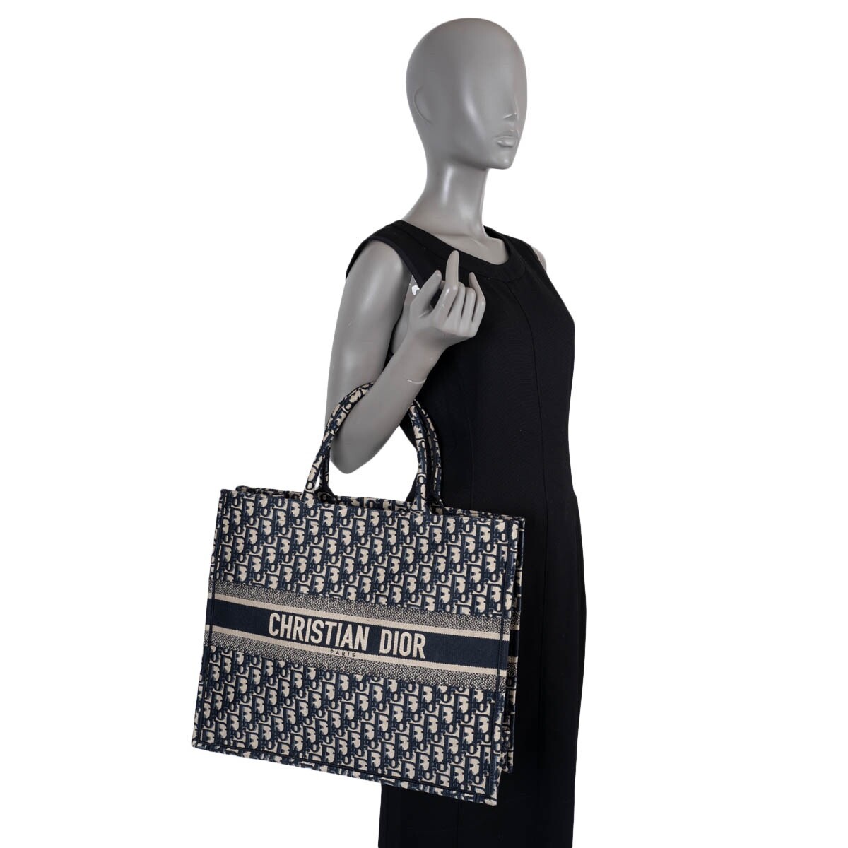 69829 auth CHRISTIAN DIOR blue Oblique canvas LARGE BOOK