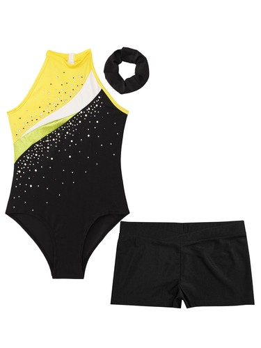 Kids Girls Bodysuit With Shorts Gymnastics Rompers Yoga Leotard Gym Dance Sport - Picture 105 of 113