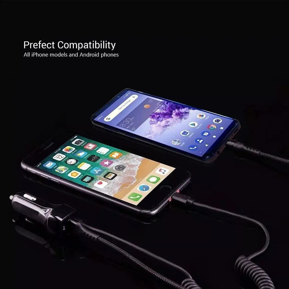 USB Car Charger Adapter for iPhone 14 13 12 11 Pro Max X XS Fast Charging Cable - Image 3 of 4