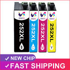 4Pk 252 Xl 252Xl Ink Black& Color For Epson WorkForce Wf-3640 Wf-7610 Wf-7210