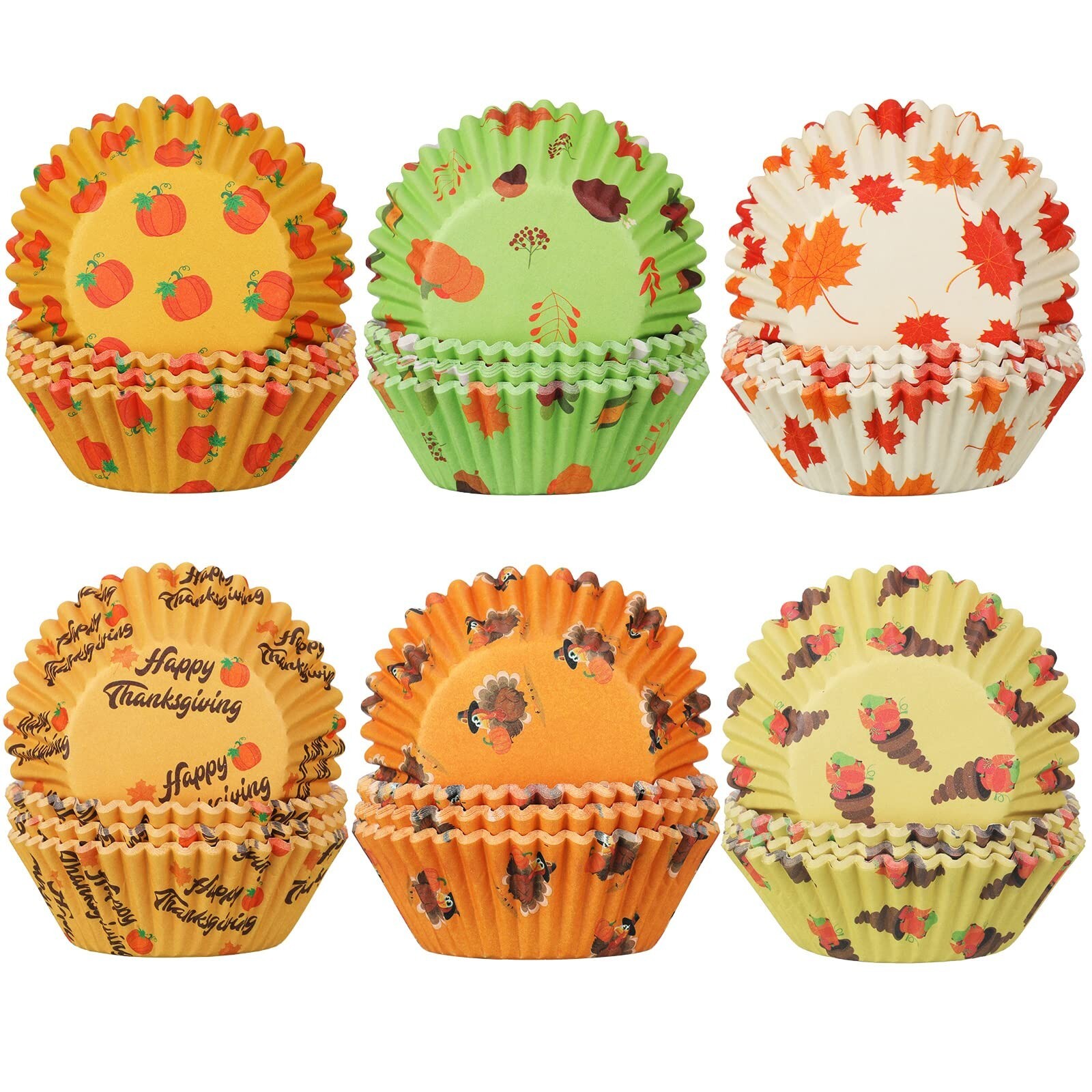 600-Piece Thanksgiving Cupcake Liners for Fall and Autumn Baking