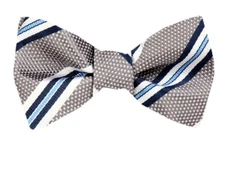 Men's 100% Silk Designer Self Tie Striped Woven Bowtie- NWT