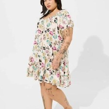 Torrid Gauze Puff Sleeve Tiered Trapeze Mini Dress 2X