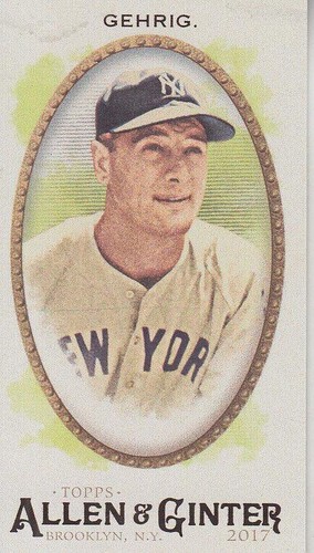 2017 Lou Gehrig New York Yankees Allen and Ginter MINI Baseball Card # 257