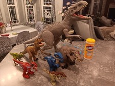Lot Of 7 Jurassic Park Dinosaurs- Huge 40"  T-Rex, Some Light Up  Move- Mint