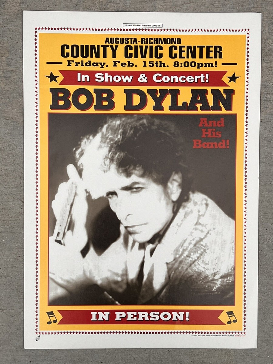 Bob Dylan And His Band concert poster 2002 20” x 14” Augusta GA