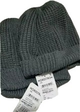 Lot of 2 NORDSTROM Tucker  Tate Gray Ribbed Knit Beanie Ski Cap Hat Unisex NWT