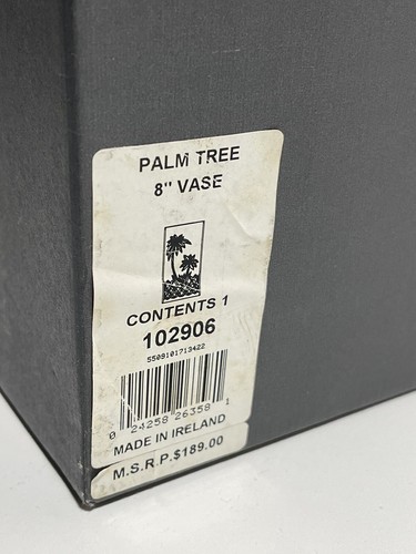 WATERFORD CRYSTAL PALM TREE 8" VASE ARTIST SIGNED "JOHN COUGHLAN" ORIGINAL BOX - Picture 7 of 7